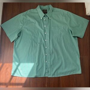 Oak Hill 3XL Green Gingham Check Button Down Cotton Dress Shirt With Pocket